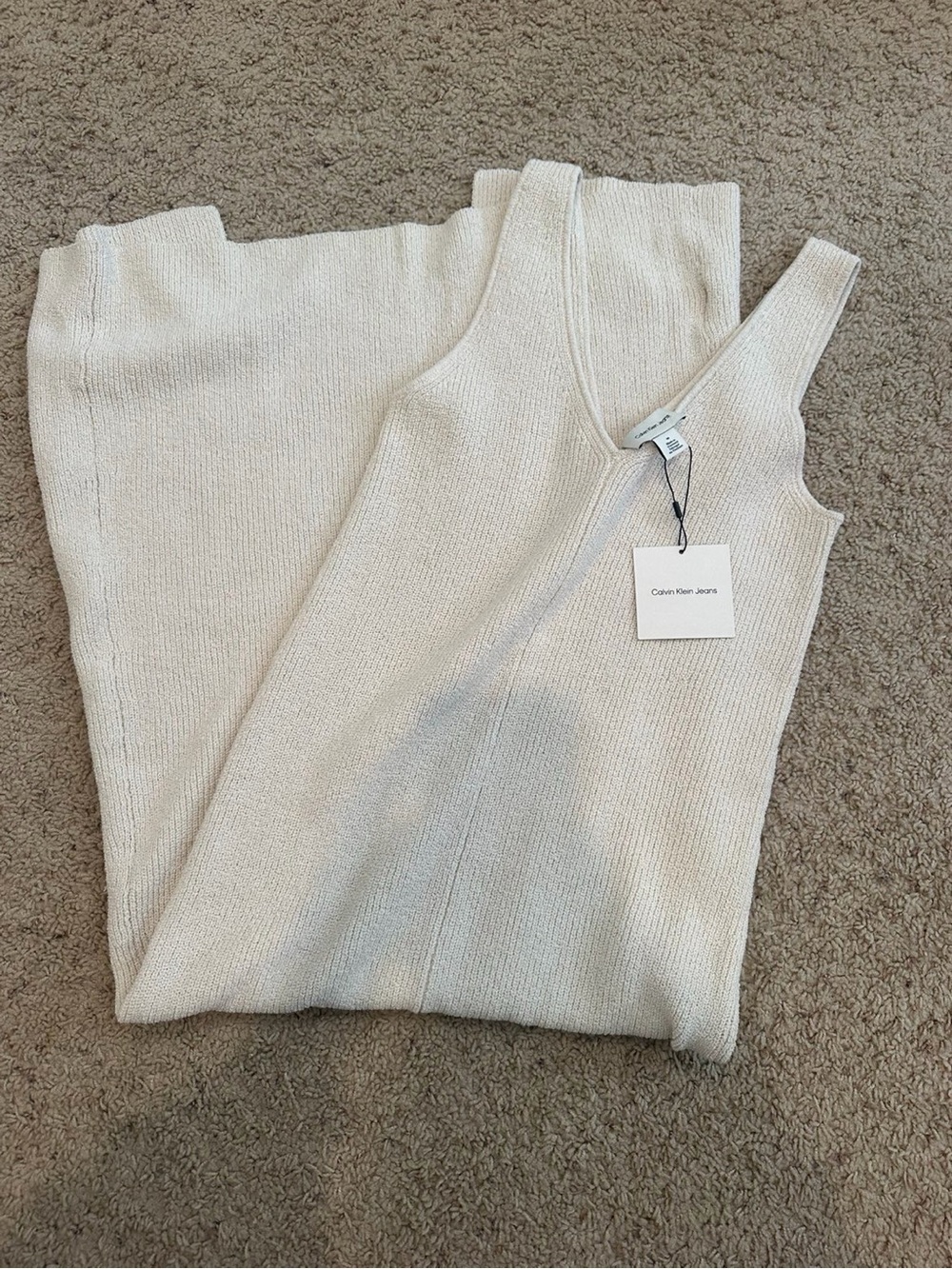 Calvin Klein Cream Knit Maxi Dress